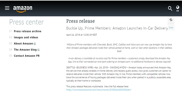 amazon press release