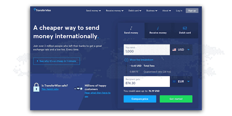 Transferwise Landing page