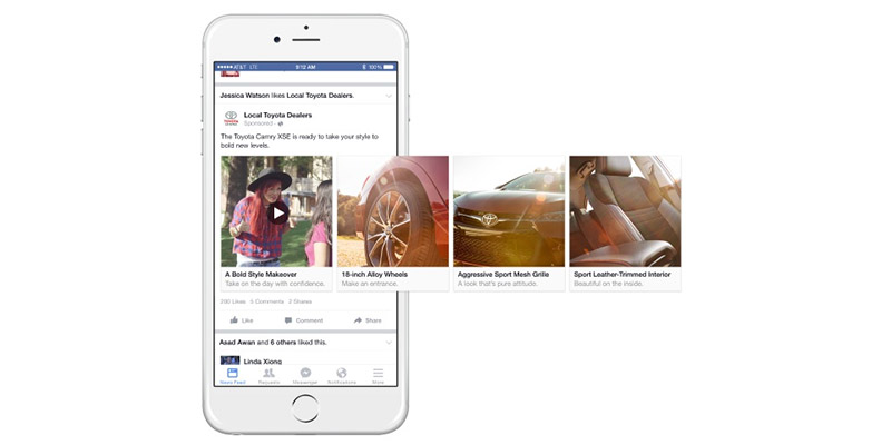 Facebook Carousel Ad with a Mix of Video & Imagery
