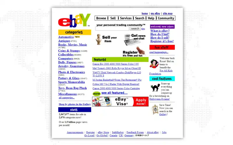 eBay previous homepage