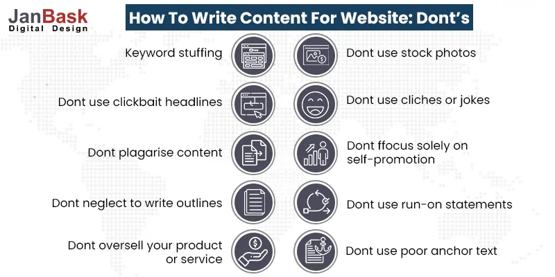 Dont's to write content