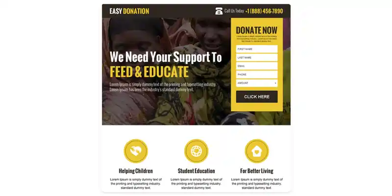 Donation landing page
