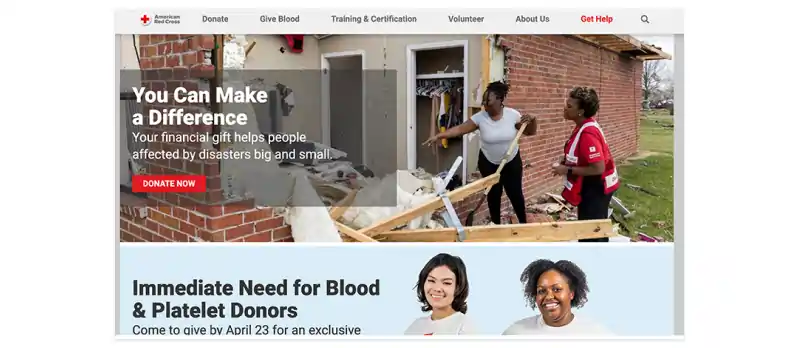 American Red Cross Landing Page