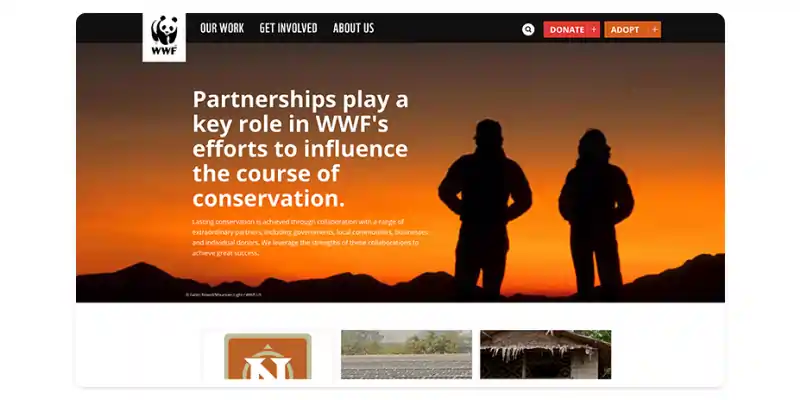 World Wildlife Fund (WWF) landing page
